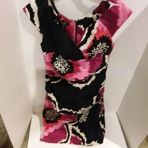 Suzi💥 Chin Pink purple Floral Dress Size4  F039